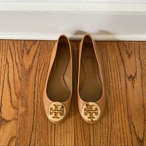 Tory Burch Reva Flat Tan Gold